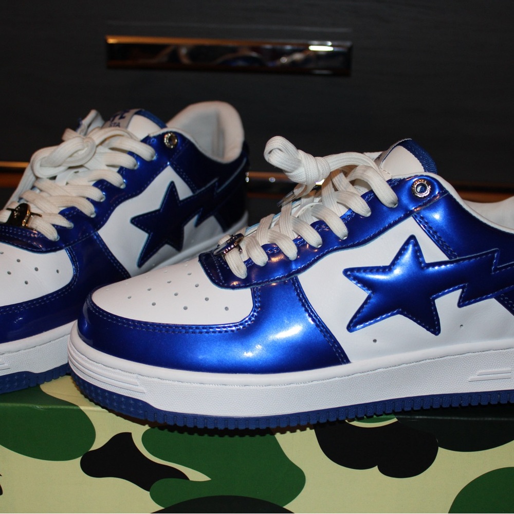 Bape Blue and White Star Sneakers
